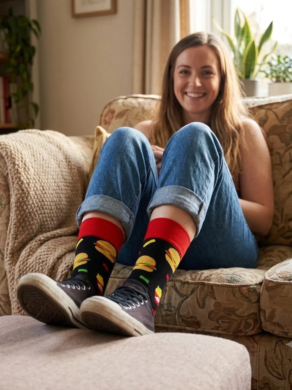 NWOT Burger Time! Fun Burger & Fry Novelty Crew Socks – Funky Fast Food Socks